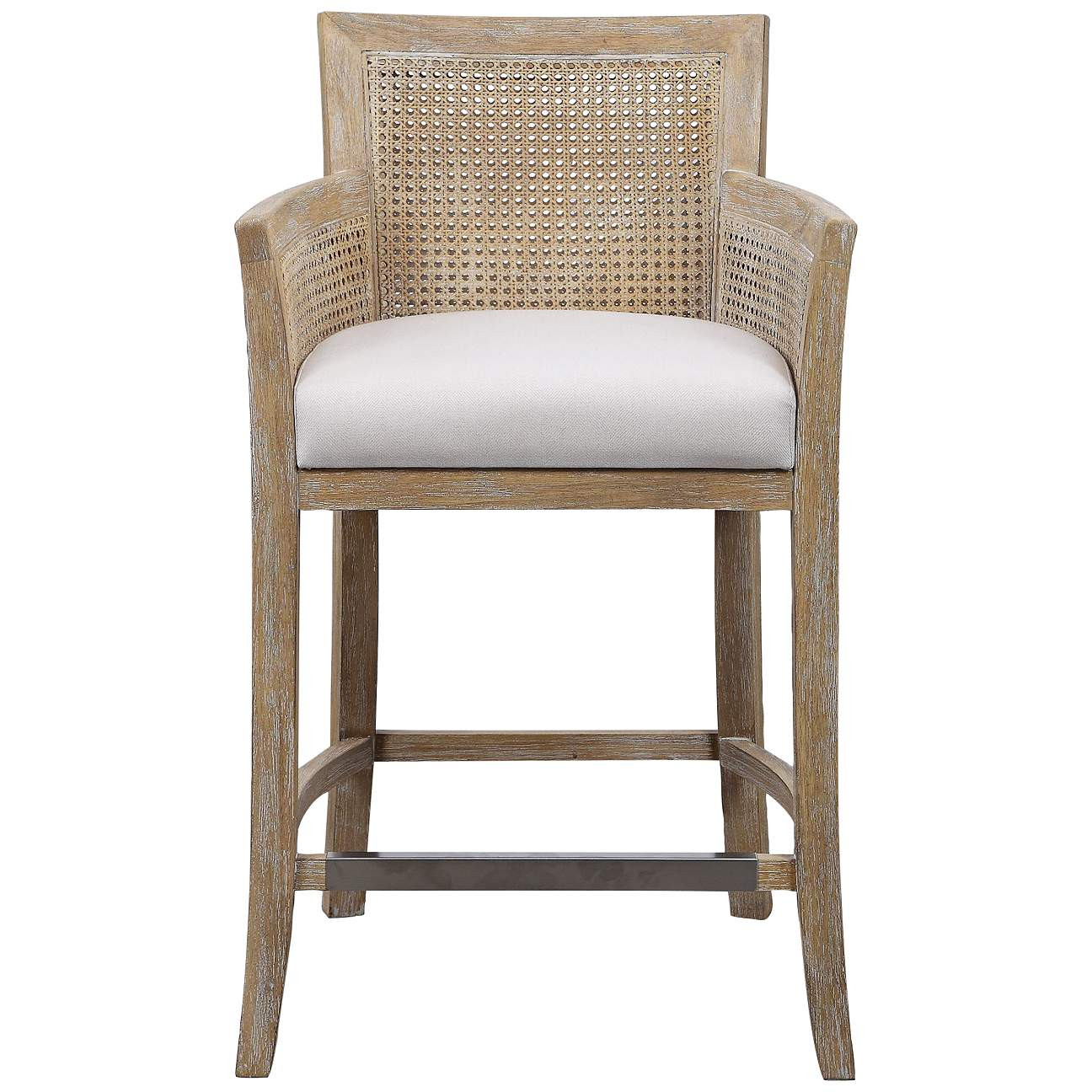 Uttermost Encore 26" Natural Wood and Rattan Counter Stool | LampsPlus.com