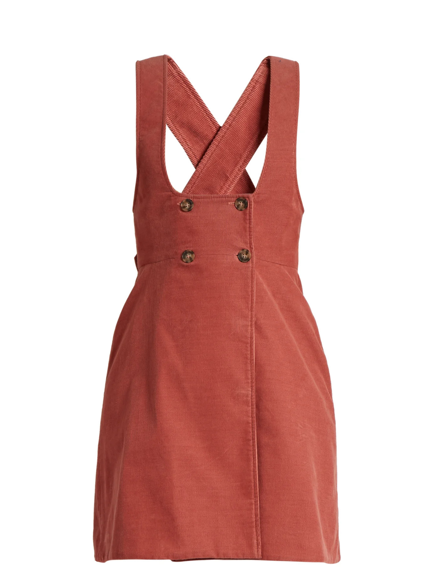 Double-breasted cotton-corduroy pinafore dress | Matches (US)