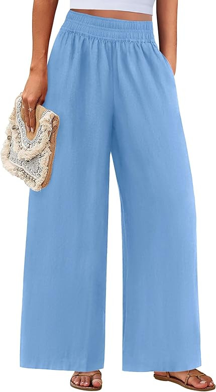 PRETTYGARDEN Womens Wide Leg Pants Casual 2025 Elastic Waist Loose Flowy Palazzo Pants Trousers w... | Amazon (US)