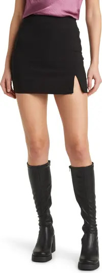 ASOS DESIGN Slit Hem Bengaline Miniskirt | Nordstrom | Nordstrom