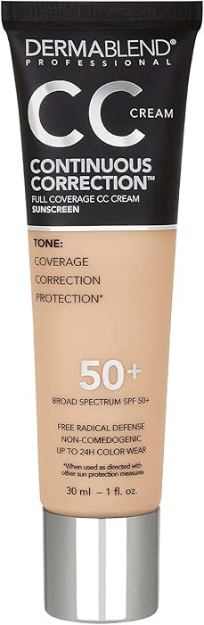 Dermablend Continuous Correction Tone-Evening CC Cream Foundation SPF 50+, Full Coverage Foundati... | Amazon (US)