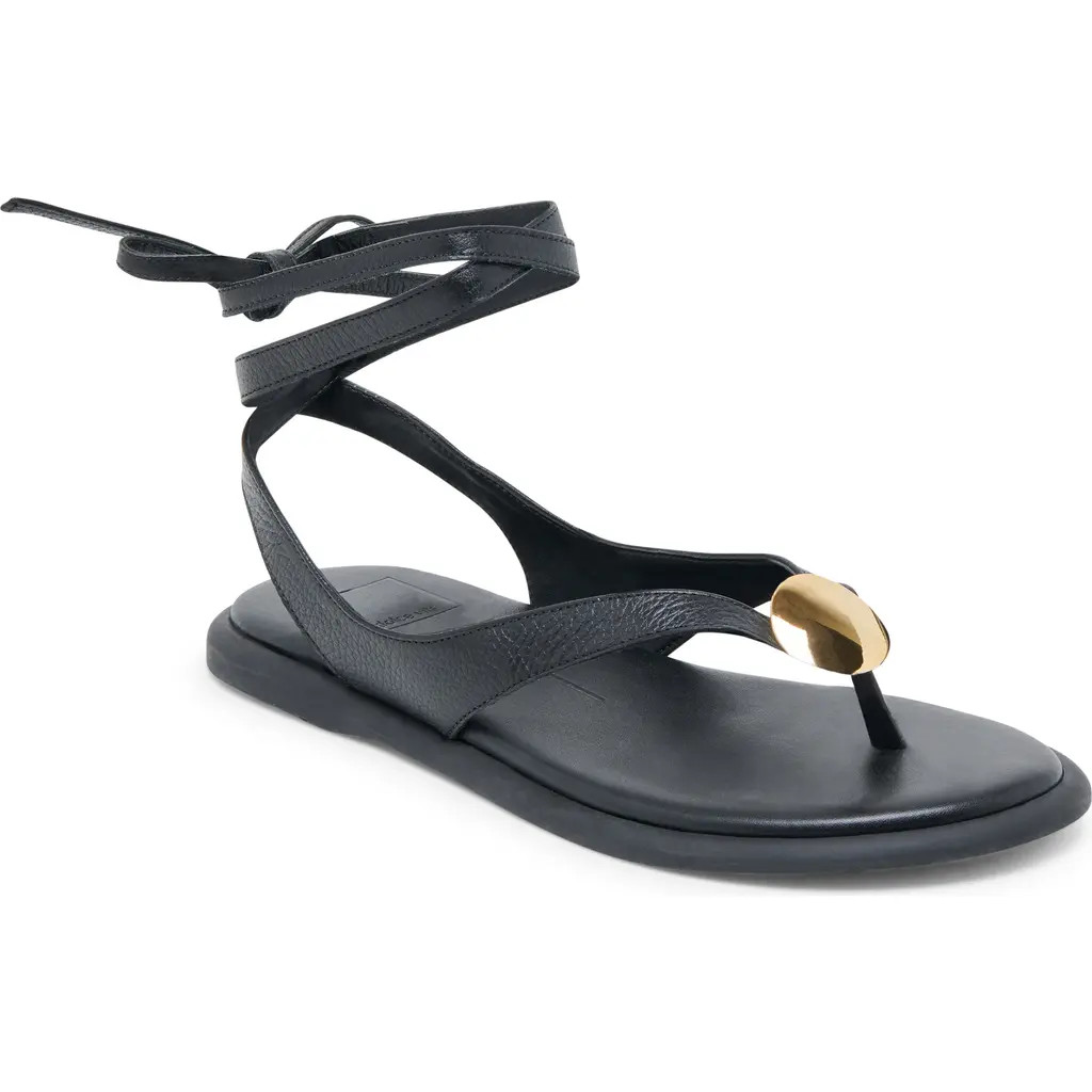 Dolce Vita Judy Ankle Wrap Sandal in Black Leather at Nordstrom, Size 8 | Nordstrom
