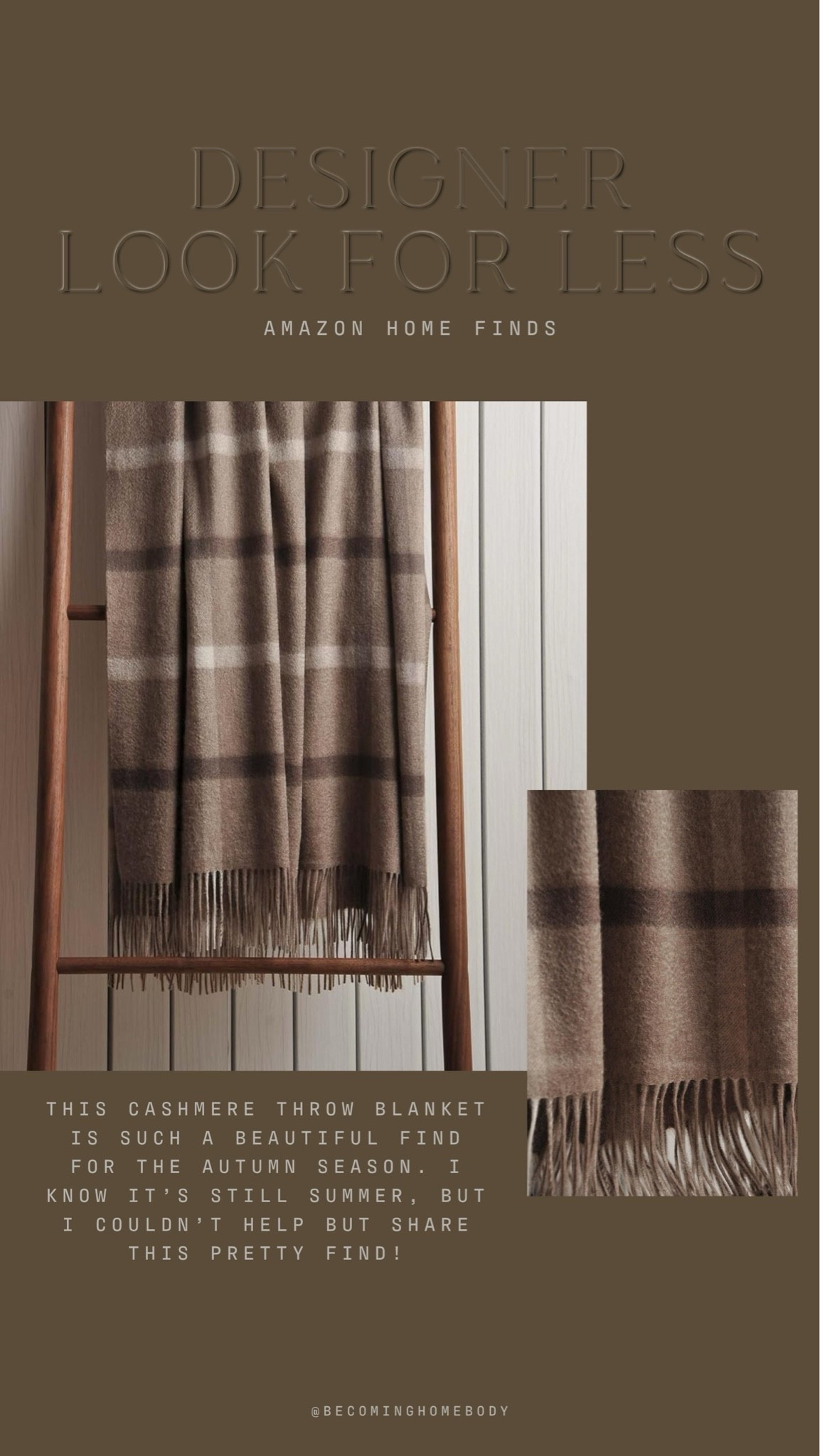 The prettiest cashmere throw blanket from Amazon 🤎 Perfect for decorating for fall, in your living room or in a bedroom. I love the plaid pattern! 😍

#LTKHome