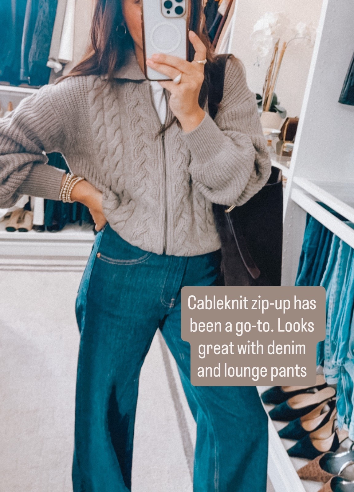 Cable knit zip up cardigan, super soft and cozy, medium weight perfect for every day running around. 