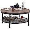 GreenForest – Coffee Table Round Industrial Design Metal Legs with Storage Open Shelf for Livin... | Amazon (US)