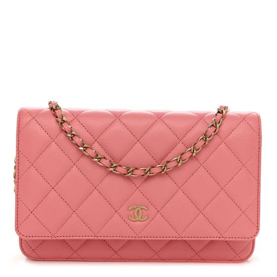 Caviar Quilted Wallet on Chain WOC Dark Pink | FASHIONPHILE (US)