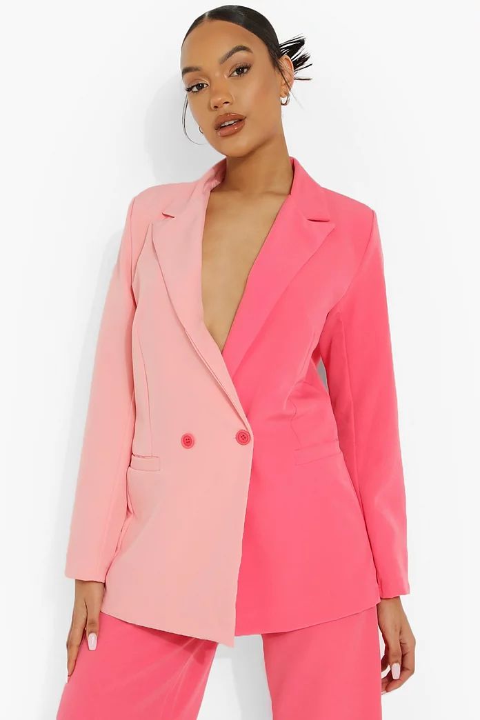 Pink Colour Block Blazer & Trouser Suit Set | Boohoo.com (US & CA)