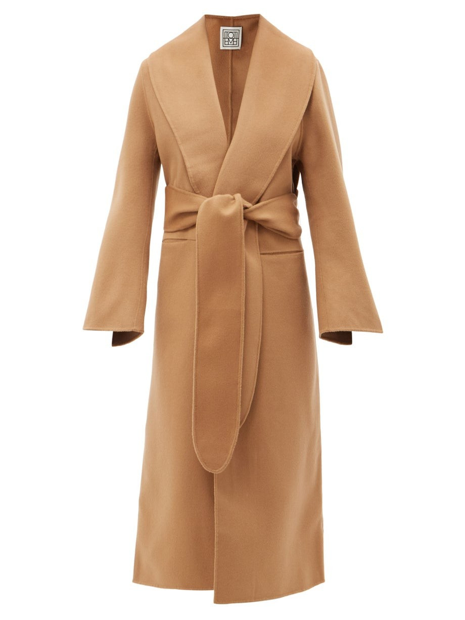 Flared-sleeve belted wool coat | Totême | Matches (UK)