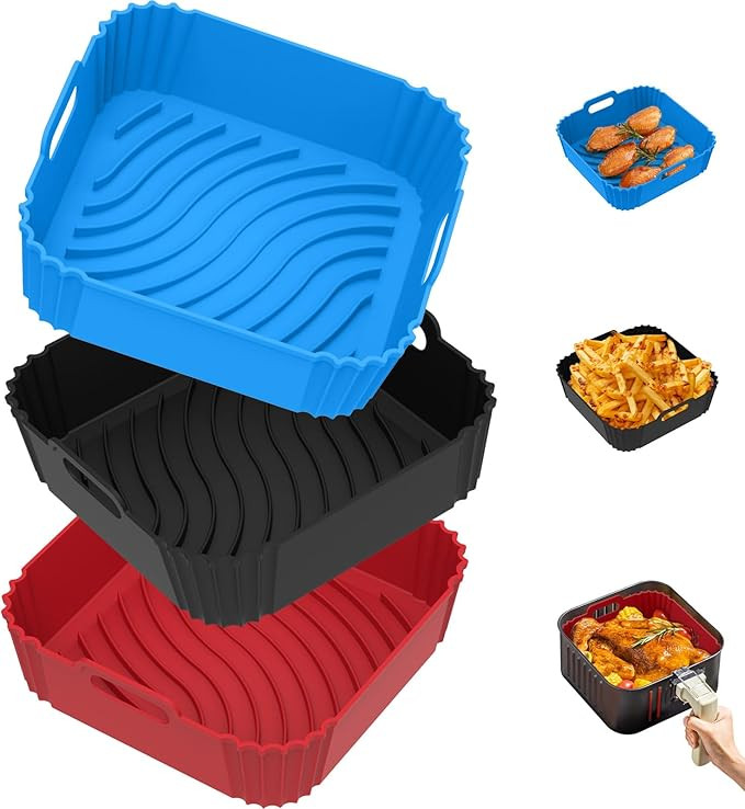 Redfly 3 Air Fryer Silicone Liners, Square Air Fryer Liners, Silicone Air Fryer Liners Reusable f... | Amazon (US)