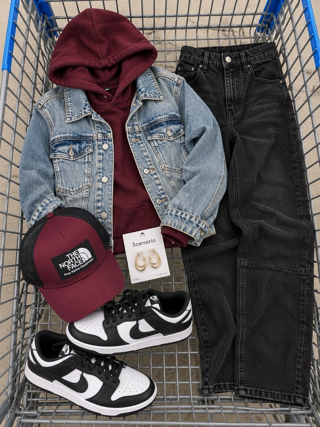 This layered fall look is giving cool-girl casual without feeling overdone. Burgundy hoodie + denim jacket + black jeans + classic Nikes is such a good combo. 👀

#LTKgrwm #LTKootd