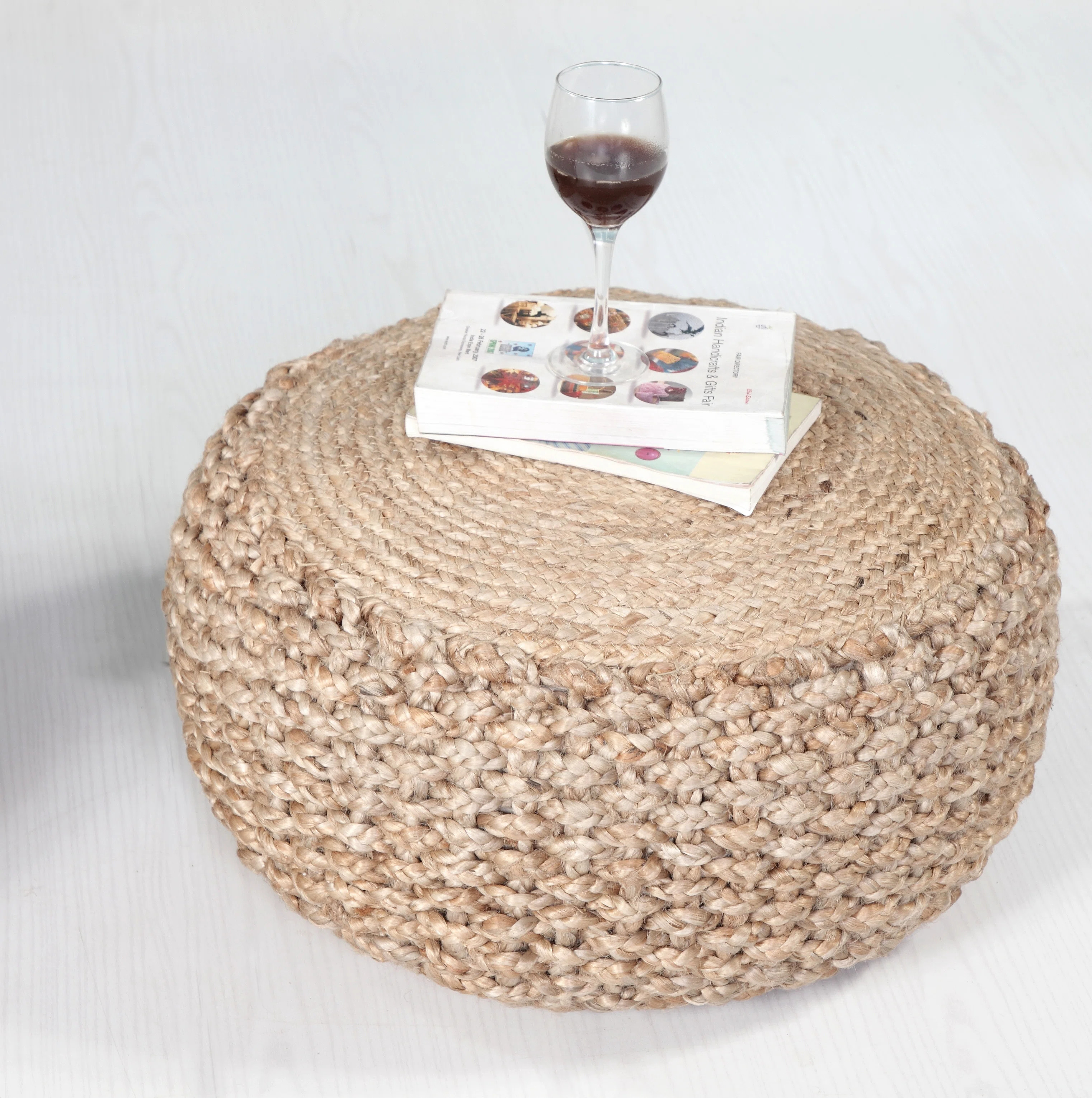 Aarron Hand-Made Jute Braided Ottoman Pouf | Wayfair North America