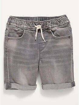 Functional Drawstring 360° Stretch Pull-On Gray Jean Shorts for Toddler Boys | Old Navy (US)