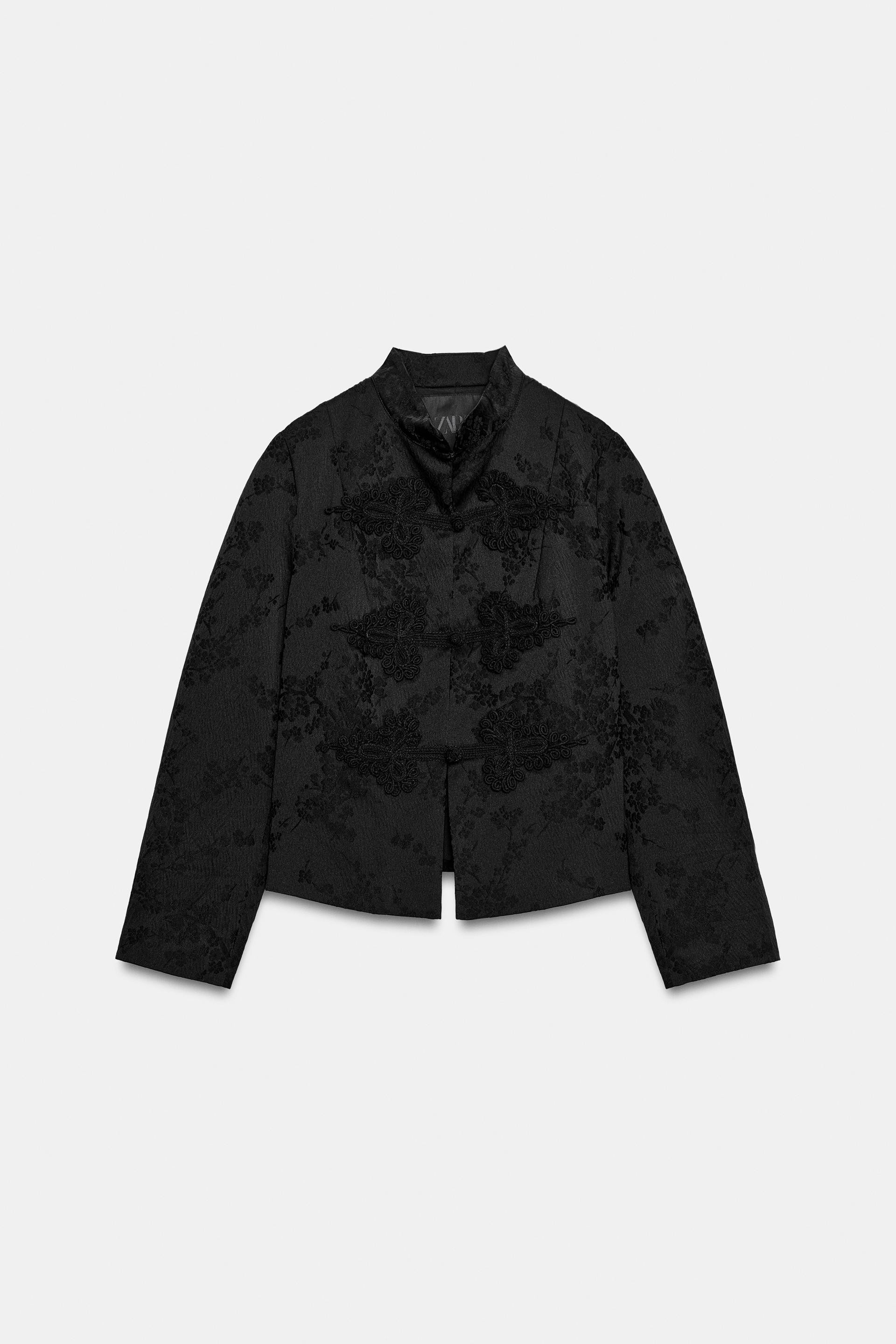 Zara - Zw Collection Jacquard Jacket With Frog Fastenings - Black - L - Woman | Zara Canada
