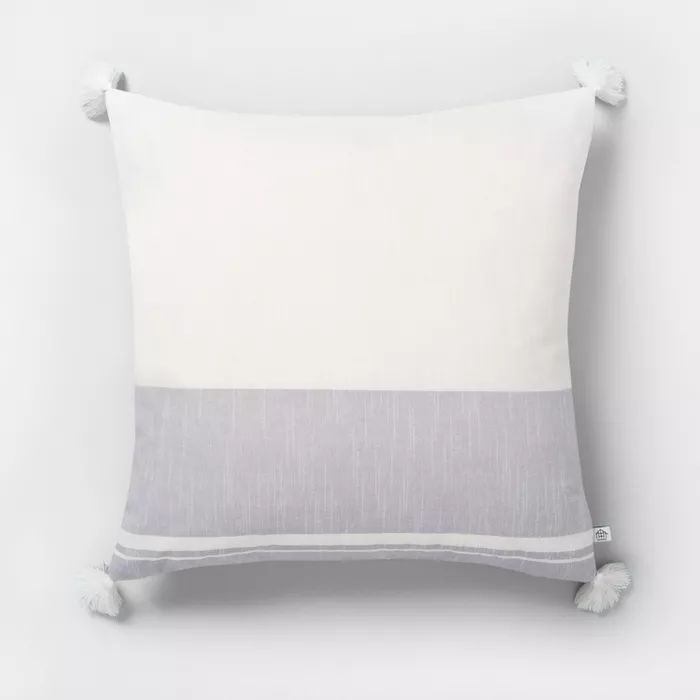 Throw Pillow Colorblocked Stripe Gray - Hearth & Hand™ with Magnolia | Target