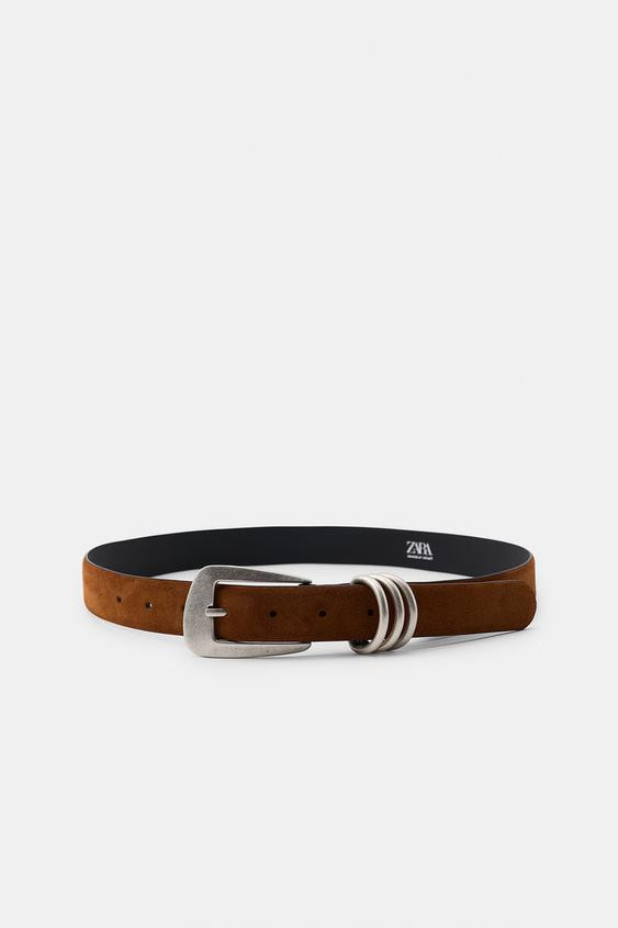 100% SUEDE LEATHER BELT WITH TRIPLE LOOP | Zara US