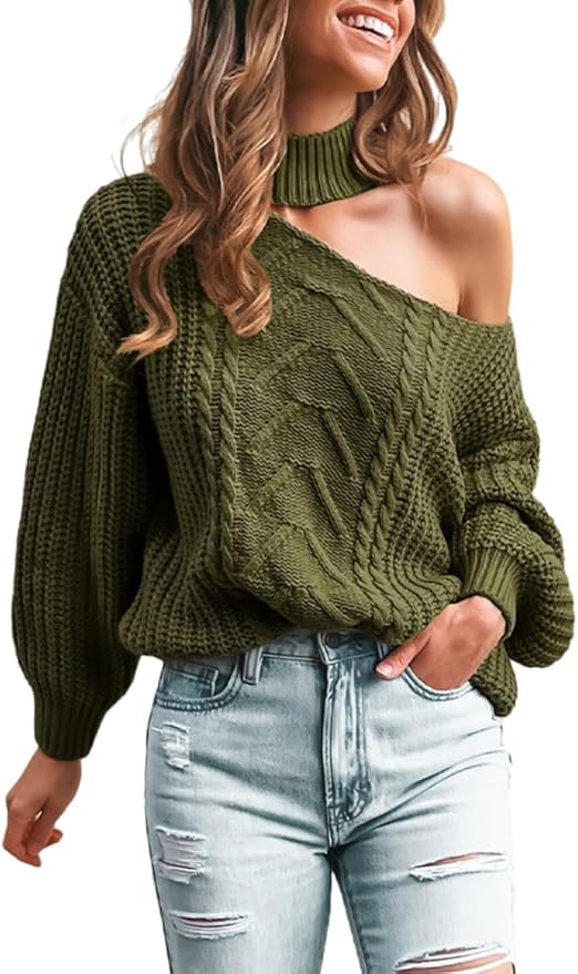 CUPSHE Womens Cold Shoulder Sweaters Long Sleeve Mock Neck Casual Lightweight Pullover Sweater To... | Amazon (US)
