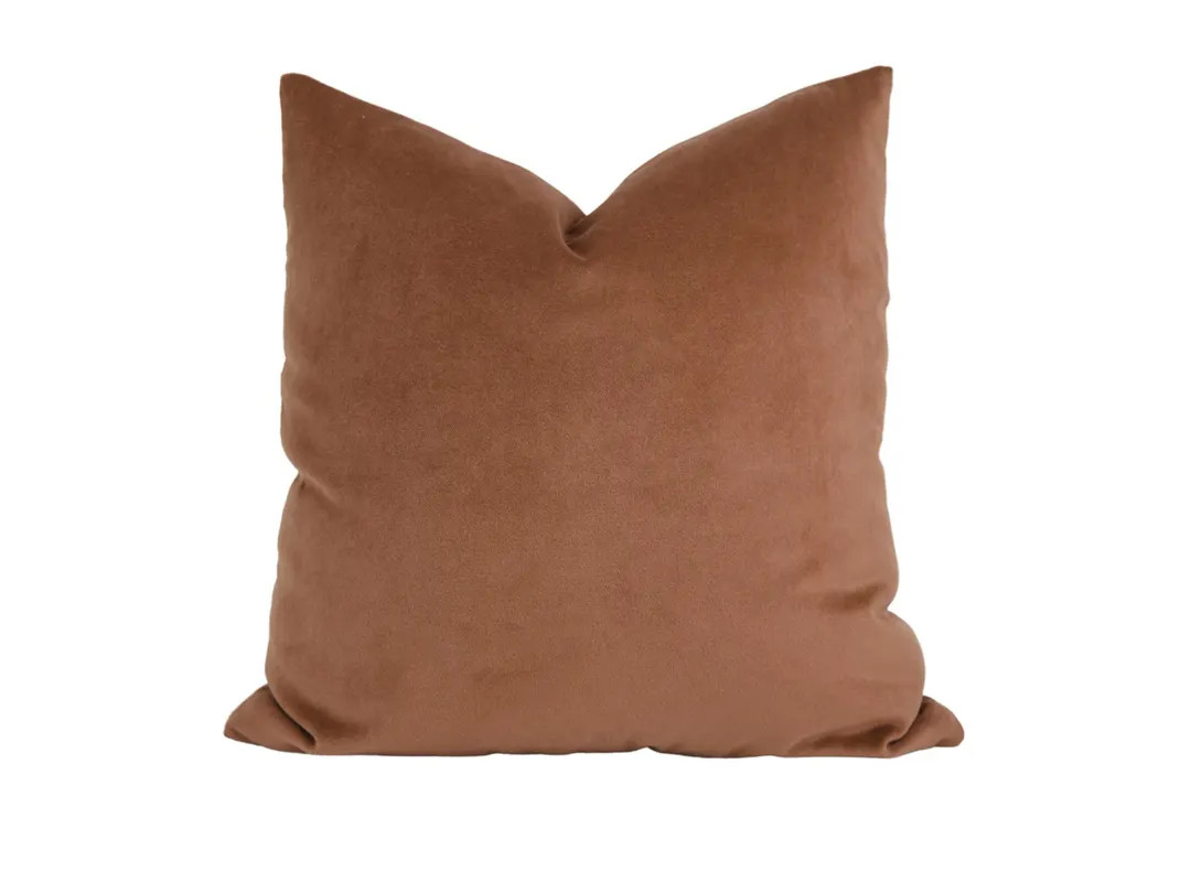 Terracotta Rust Orange Velvet Pillow Cover | Modern Throw Pillow for Couch, Sofa, Bed | Cozy Farm... | Etsy (US)
