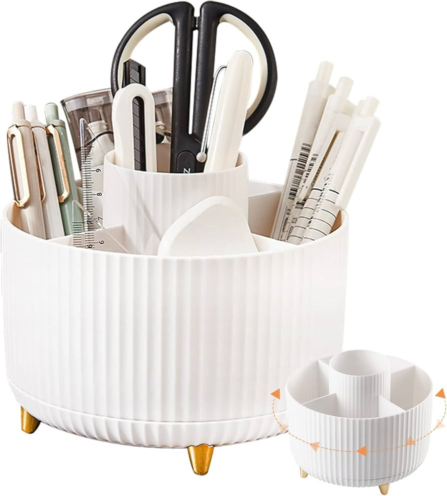 Yi-gog Pen Pencil Holder for Desk, 5 Slots 360° Degree Desk Decor Organizer Desktop Storage Pen ... | Amazon (US)