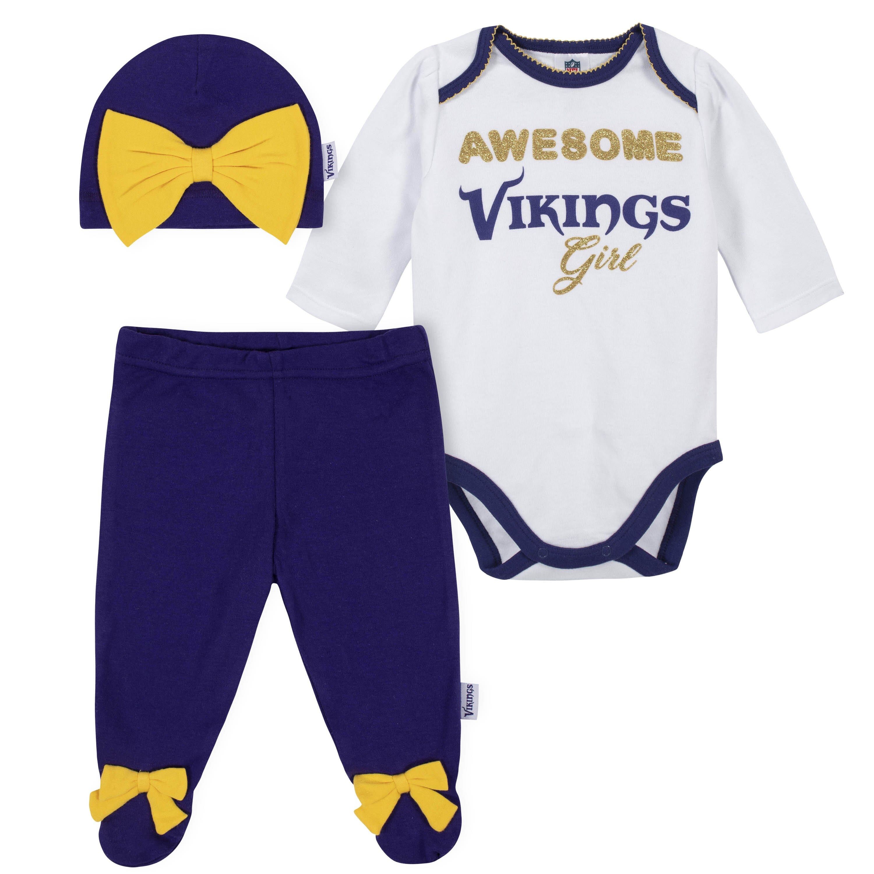 Baby Girls Minnesota Vikings 3-Piece Bodysuit, Pant, and Cap Set | Gerber Childrenswear