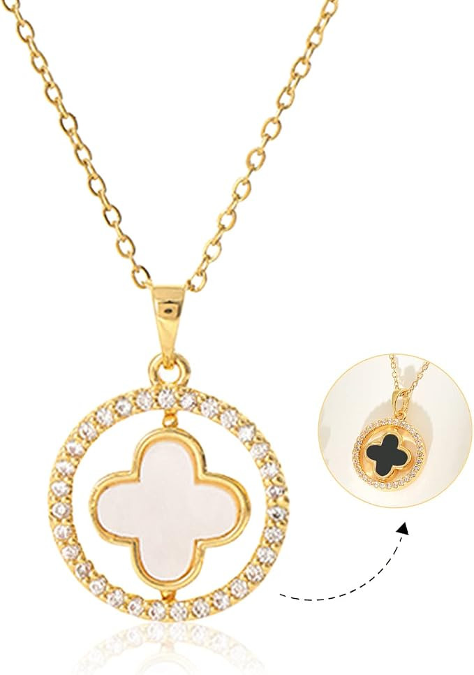KLOUZE 3 Pcs Lucky Clover Jewelry Set, Shine Gold-Plated Shamrock Titanium Steel Necklace, Earrin... | Amazon (US)