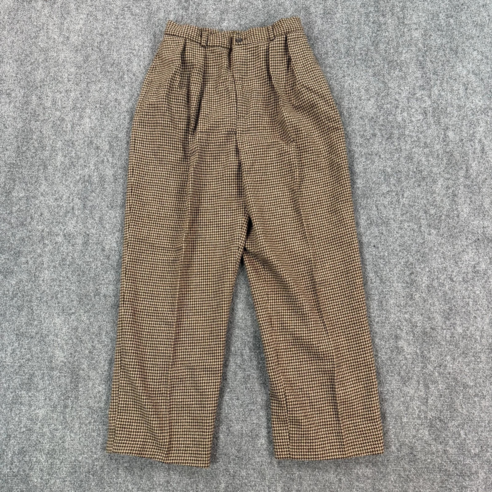 Vintage Ralph Lauren Pants Womens 12 Brown Wool Tweed Pleated Dress USA | eBay | eBay US