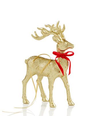 Holiday Lane Santa's Favorites Gold Reindeer Ornament Created for Macy's & Reviews - Home - Macy'... | Macys (US)