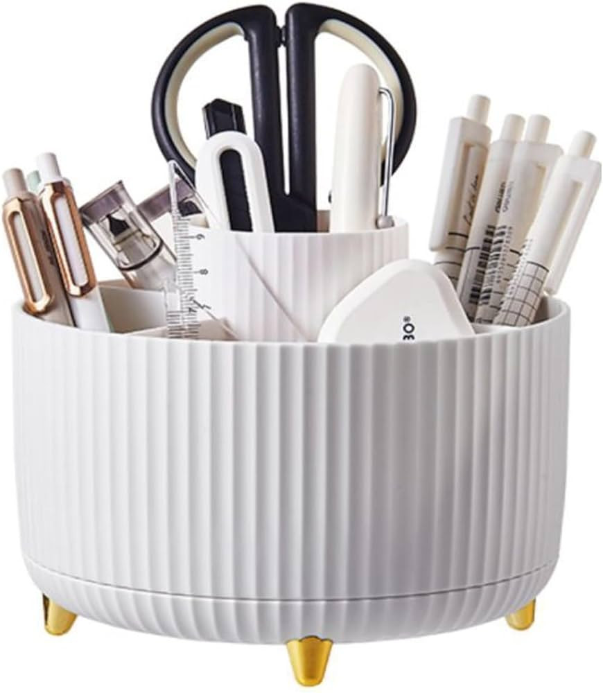 Desk Pencil Pen Holder, 5 Slots 360°Degree Rotating Pencil Pen Organizers for Desk, Desktop Stor... | Amazon (US)
