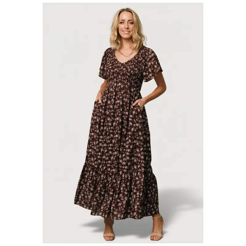 Baltic Born Joanie Smocked Dress in Green Floral at Nordstrom, Size Medium | Nordstrom