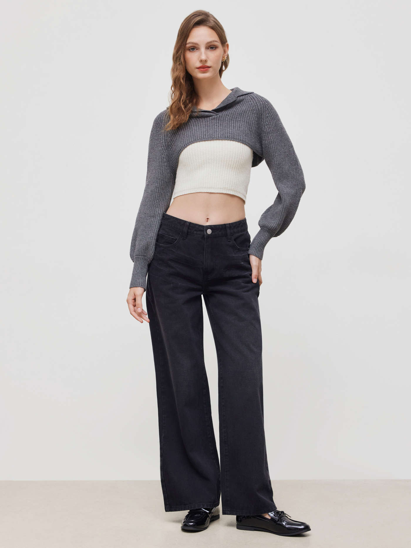 Denim Denim Low Rise Solid Pocket Wide Leg Jeans For School Daily Casual | Cider