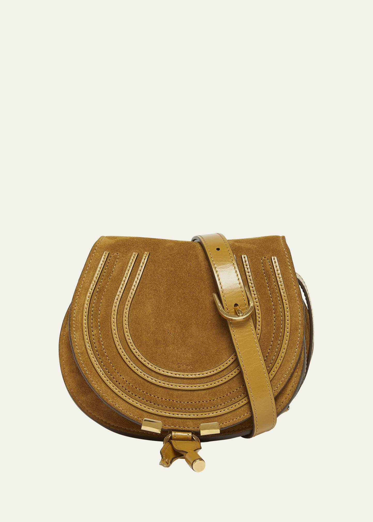 Chloe Marcie Flap Saddle Crossbody Bag in Suede | Bergdorf Goodman