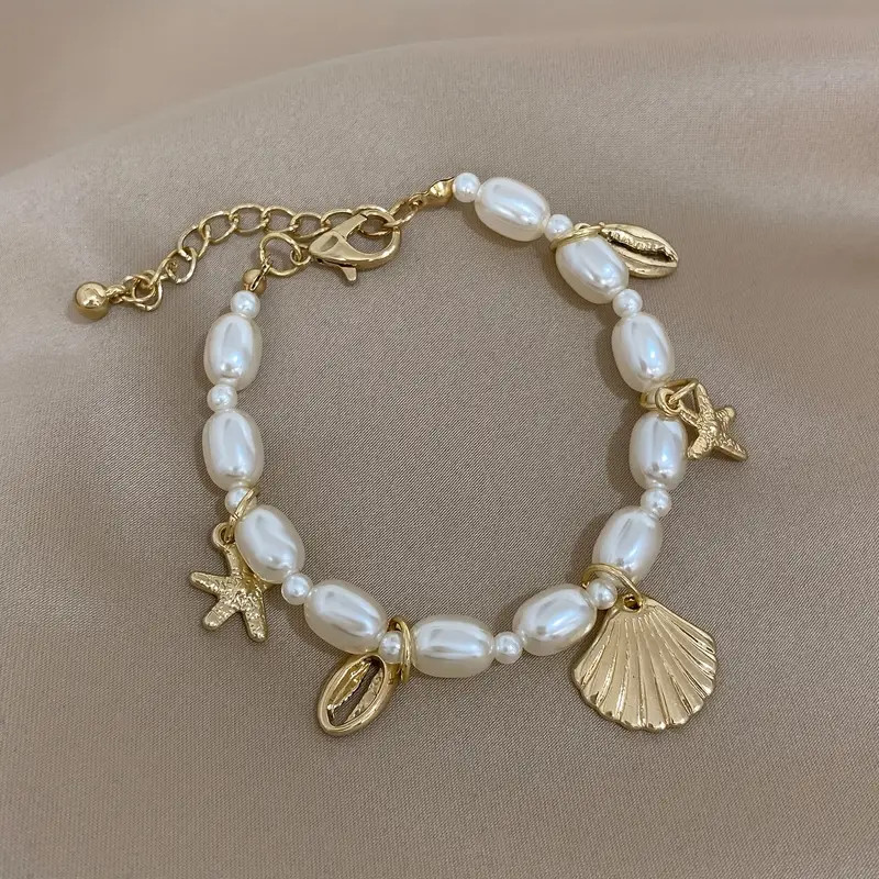 Bohemian Style Faux Pearl Beaded Bracelet Seastar Seashell - Temu | Temu Affiliate Program