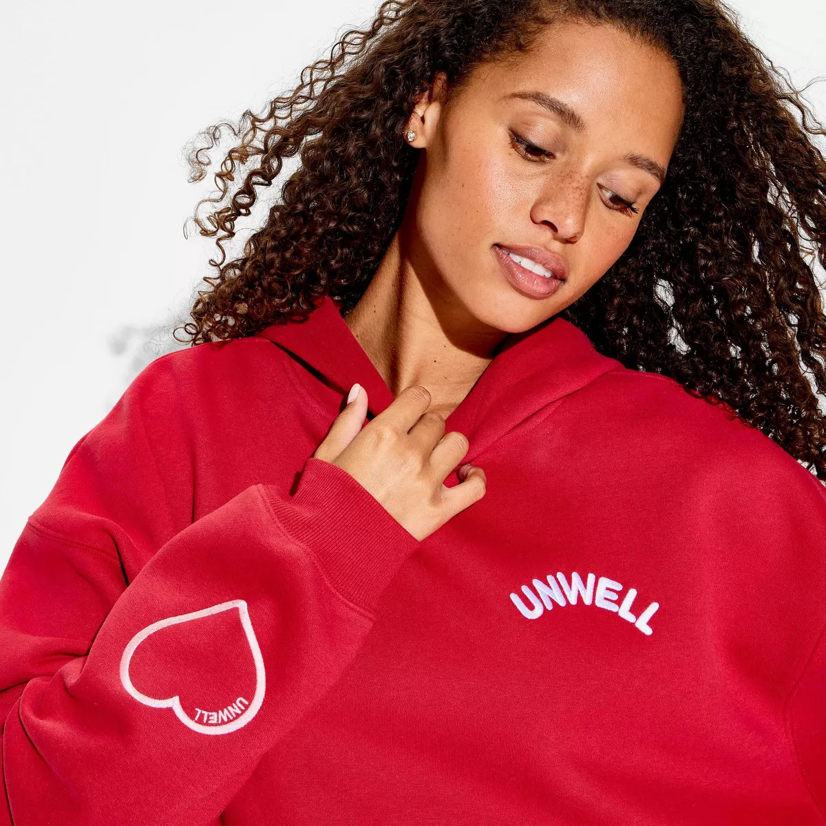 Women's Unwell With Love Graphic Hooded Pullover Sweatshirt - Red | Target