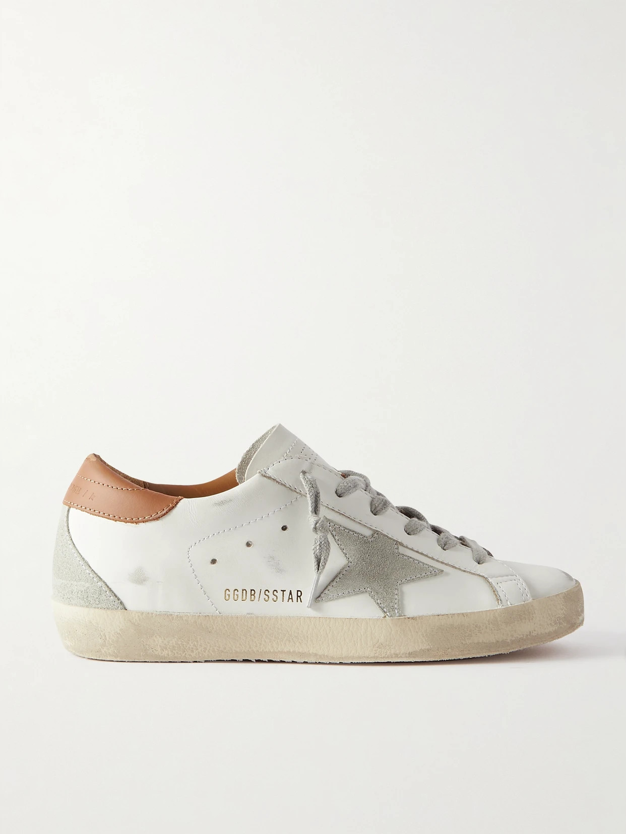 Golden Goose - Super-star Suede-trimmed Distressed Leather Sneakers - White | NET-A-PORTER (US)