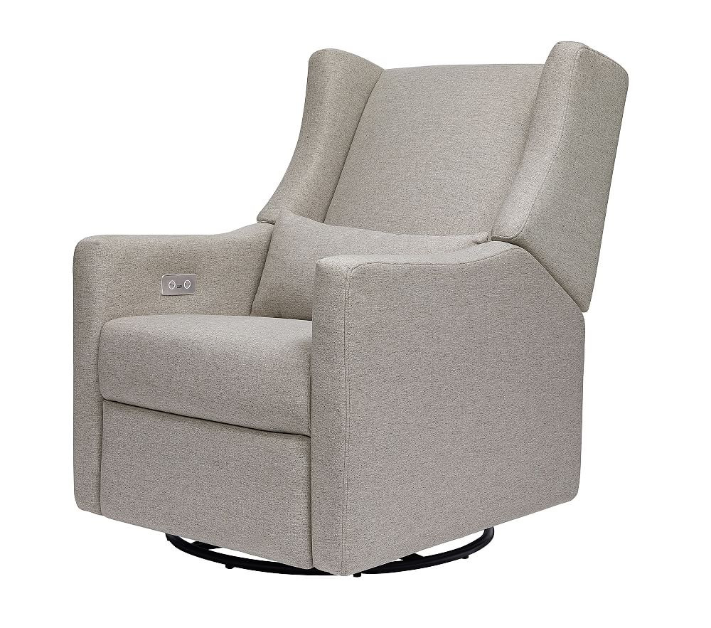 Babyletto Kiwi Swivel Glider & Recliner w/USB Port, Performance Gray Eco-Weave | Pottery Barn Kids