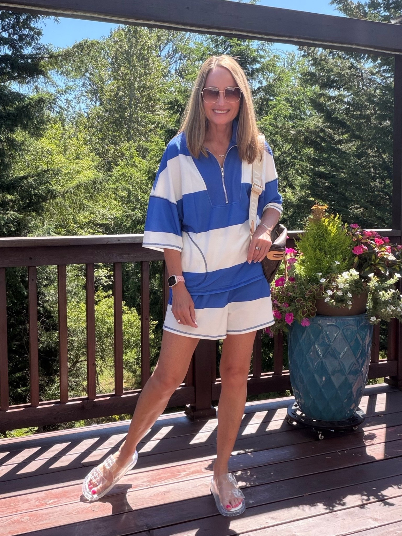 100% cotton short set and I LOVE these jelly shoes for summer!

#LTKootd