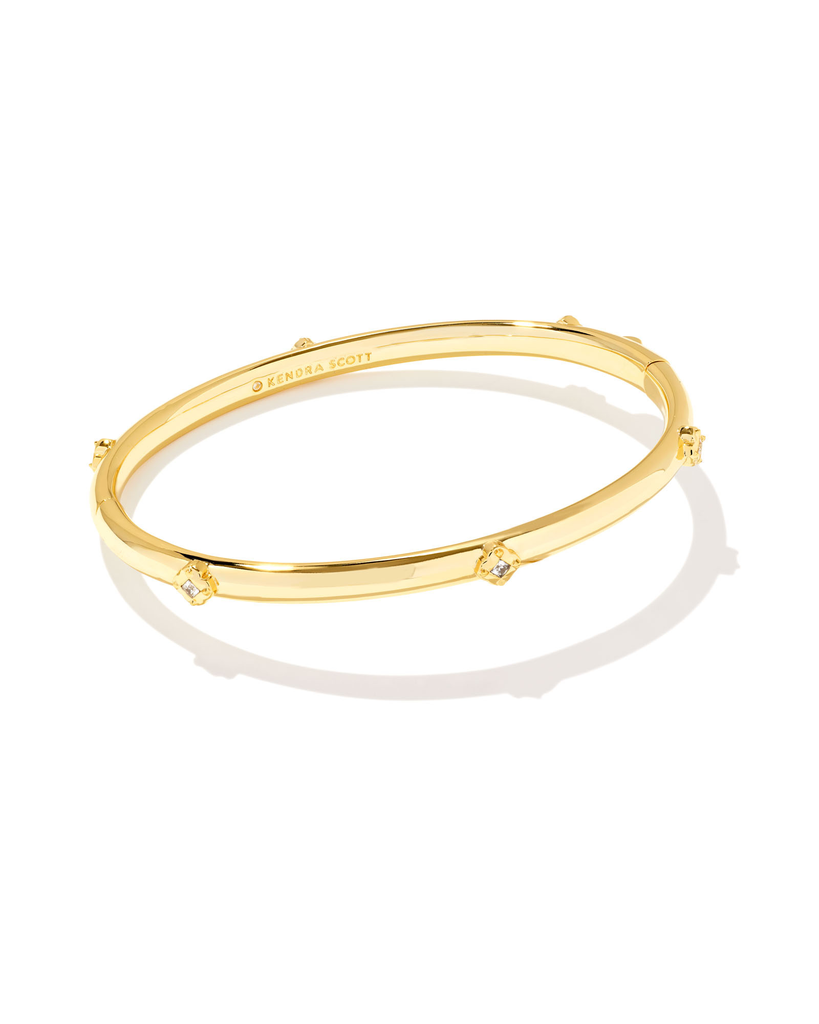 Joelle Gold Bangle Bracelet in White Crystal | Kendra Scott