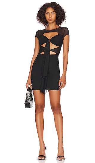 Kinsley Tie Front Dress in Black | Revolve Clothing (Global)