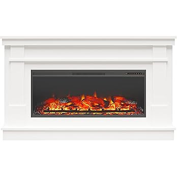 Ameriwood Home Elmcroft Contemporary Wide Mantel with Linear Engineered Wood Electric Fireplace f... | Amazon (US)
