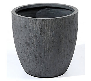 Luxen Home 11.75""H Round Gray Planter | QVC
