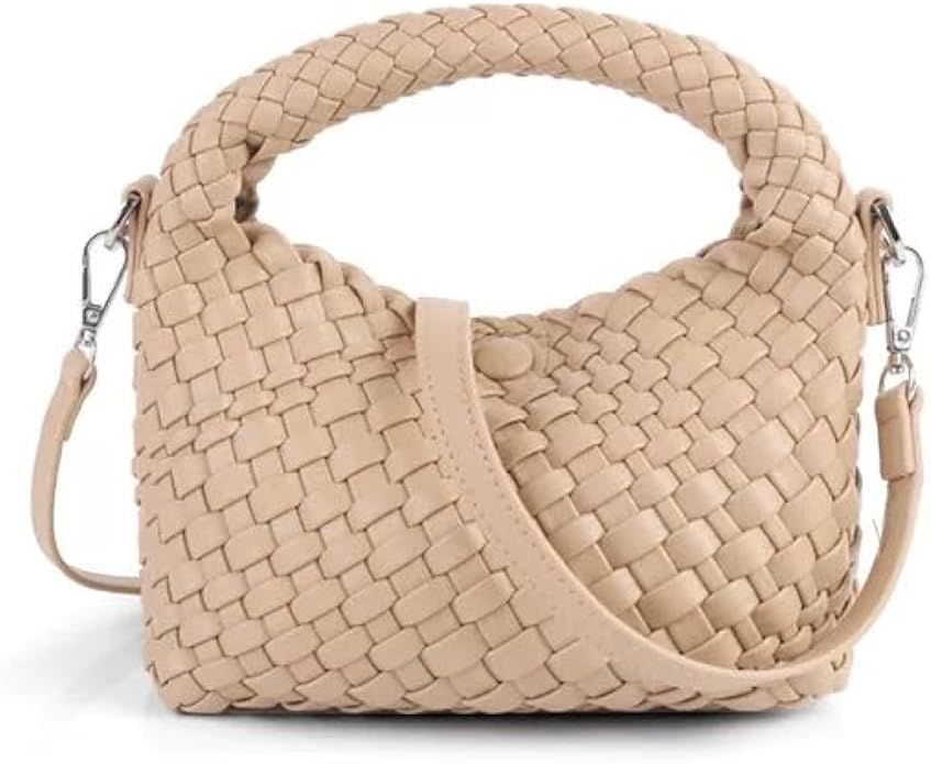 Woven Crossbody Tote Bag for Women - Small Weave Purse Summer Shoulder Bag Quilted Detachable Str... | Amazon (US)