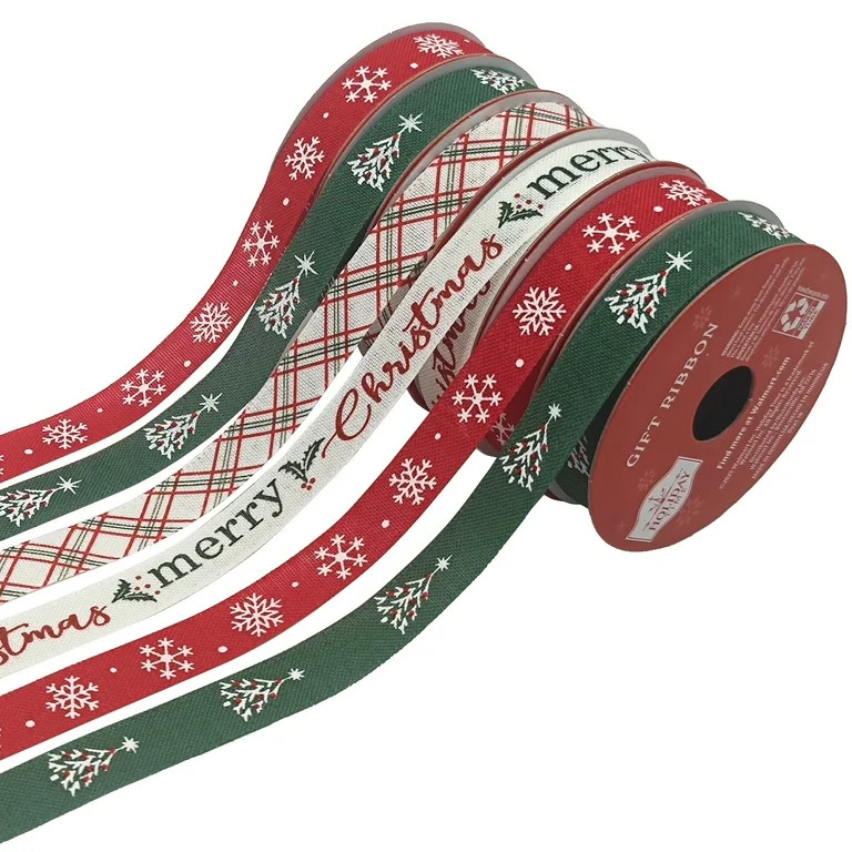 Assorted Red, White, and Green Christmas Ribbon, 9', 6 Count, by Holiday Time | Walmart (US)