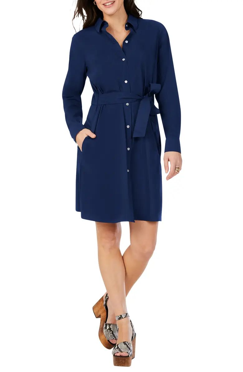 Foxcroft Pax Solid Long Sleeve Shirtdress | Nordstrom | Nordstrom