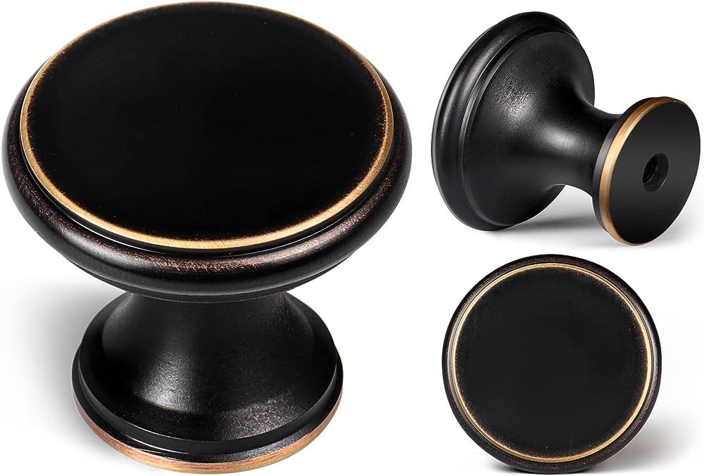 VELLE 5 Pack Solid Brass Knobs for Cabinets and Drawers, 1-1/5 Inch Diameter Black Cabinet or Dre... | Amazon (US)