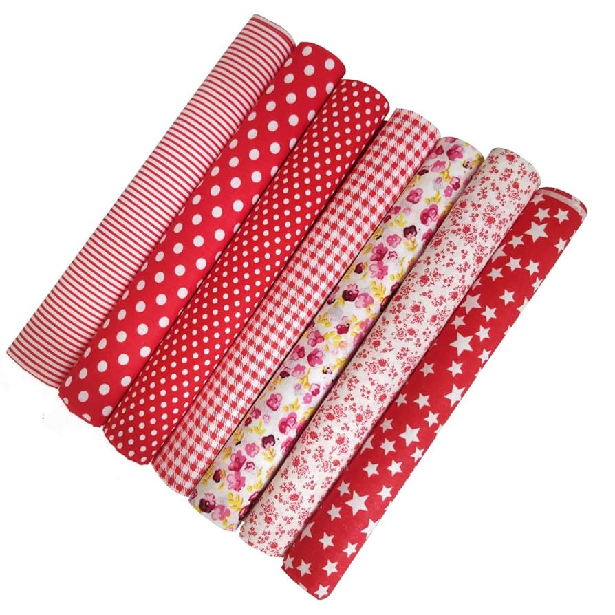 7 PC 19.7' x 19.7' Quarters Cotton Quilting Fabric Bundles - Pre-Cut Textile Squares with Differe... | Amazon (US)