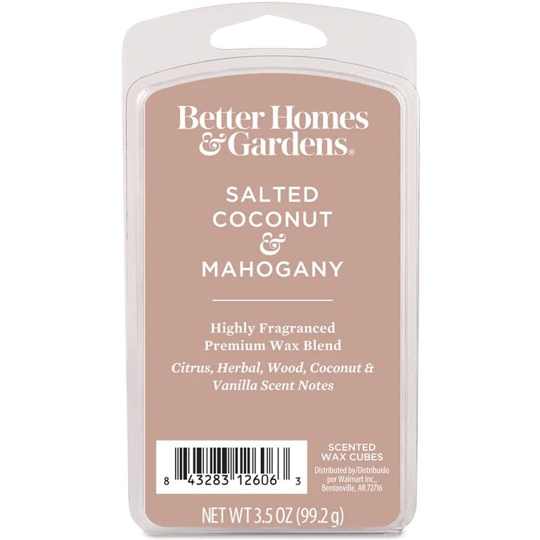 Salted Coconut & Mahogany Premium Scented Wax Melts, Better Homes & Gardens, 3.5 oz (1-Pack) | Walmart (US)