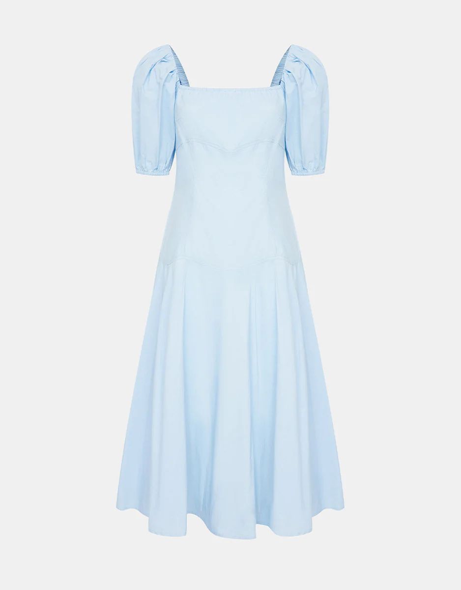Puff Sleeve Fold Pleated Dress | Urban Revivo