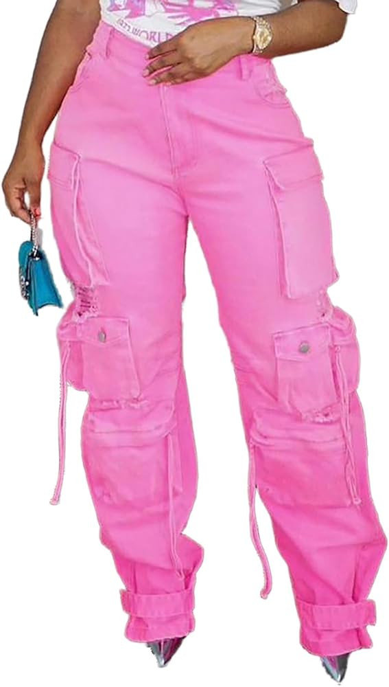 YOOTIKO Womens Baggy Jeans Cargo Pants Y2K High Waisted Distressed Street Denim Wide Leg Trousers... | Amazon (US)