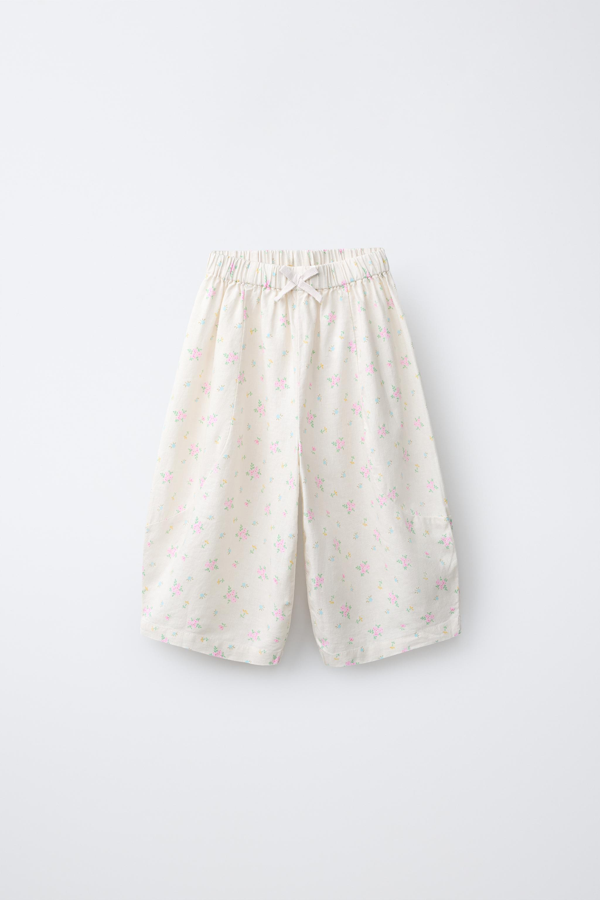 FLORAL LINEN BLEND SAROUEL TROUSERS | Zara UK