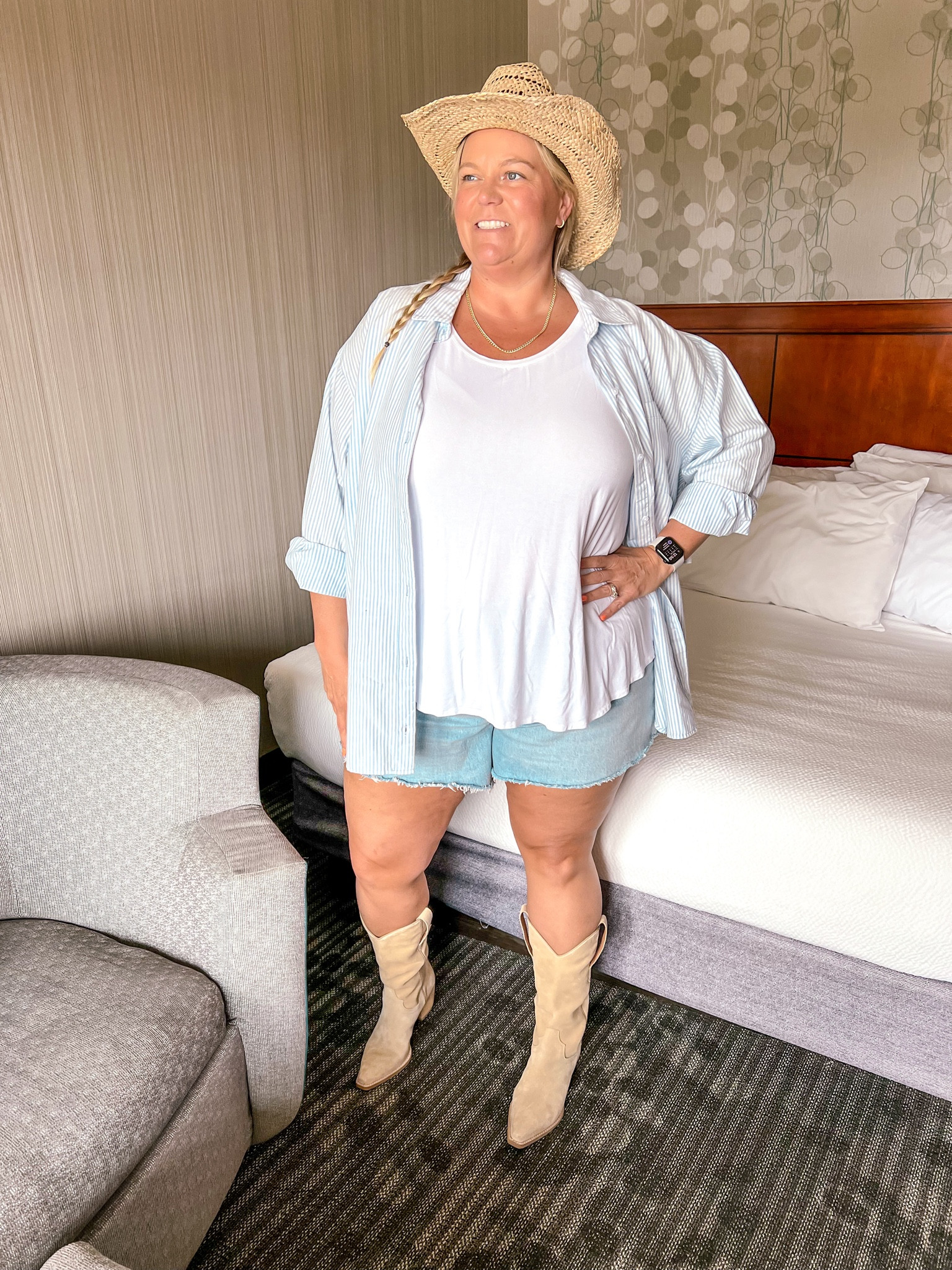 Plus size country concert outfit 

Size 18
Size 20
Cowboy boots 
Plus size Jean shorts
Plus size button up 
Plus size concert outfit 
Plus size summer outfit
Plus size ootd 

#LTKOver40 #LTKPlusSize #LTKSeasonal