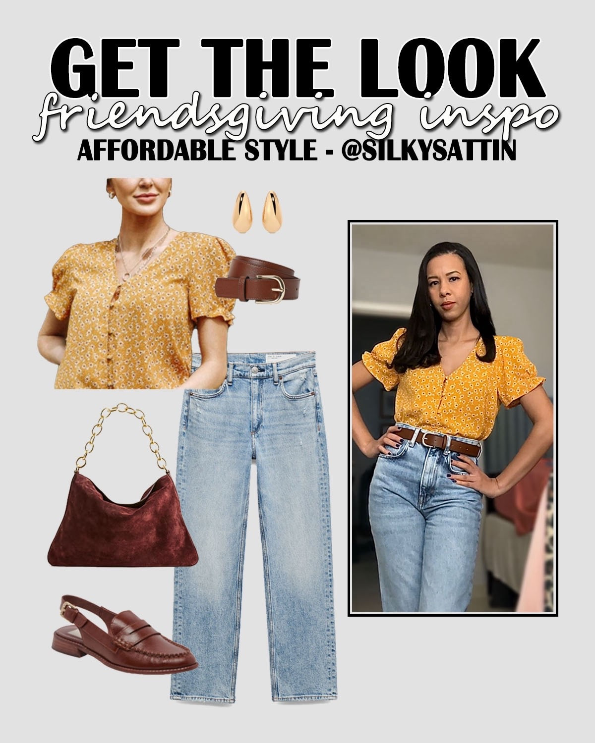 Get the Look: Friendsgiving Outfit Inspo

Perfect, casual Friendsgiving or Thanksgiving outfit inspiration with fashion options in both “affordable style” and “premium luxury” available. Check under the title heading for the designated price-point label.

I especially love the slingback loafers. Cute spin on a traditional shoe. 

Top: Bohme (size: XS)/
Jeans: H&M (size: 2)/
Belt: H&M (size: XS) 

#casual #holiday #friendsgiving #thanksgiving

#LTKStyleTip 

#LTKHoliday #LTKFindsUnder50